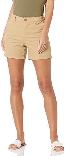 Amazon Essentials Women's Mid-Rise Slim 5-Inch Inseam Khaki Shorts (Available in Straight and Curvy Fits)