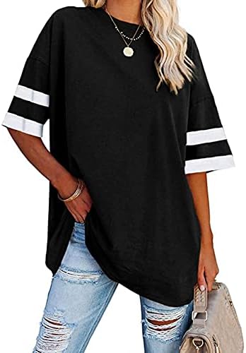 Famulily Women's Casual Round Neck Half Sleeve T Shirt Ladies Comfy Oversized Baseball Tshirts Tunic Tops