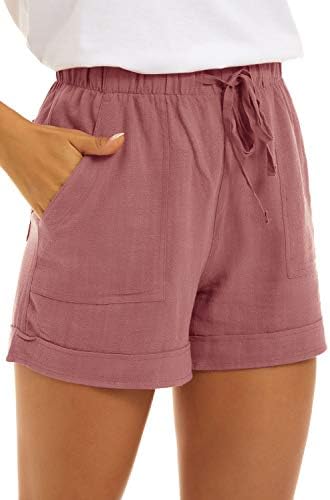 GOLDPKF Womens Elastic Waist Drawstring Cotton Shorts Summer