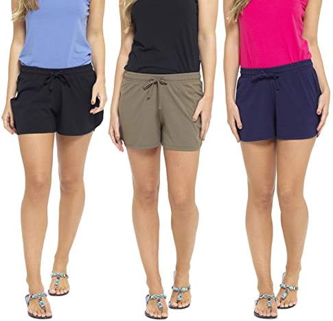 Ladies 3 Pack Cool Cotton Blend Summer Shorts Lounge Beach Shorts UK Sizes 8-22