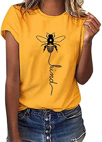 heekpek Women Bee Kind T Shirt Ladies Blouse Bee T Shirt Crew Neck T Shirt Graphic T Shirt Women Short Sleeve Tops Summer Tee Tops