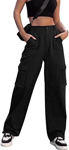 Breampot Womens Cargo Trousers High Waist Hiking Walking Combat Pants Casual Work Bottoms Outdoor Streetwear