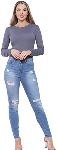 989Zé ENZO Womens Skinny Jeans Ripped Trousers Ladies Denim Slim Fit Stretch Distressed Pants