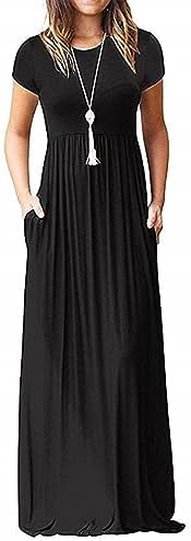 AUSELILY Womens Maxi Dress Summer Casual Long Dresses for Laydies with Pockets