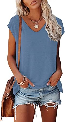 CNFUFEN Womens Basic Plain T Shirt Ladies Casual Short Sleeve Comfy Top