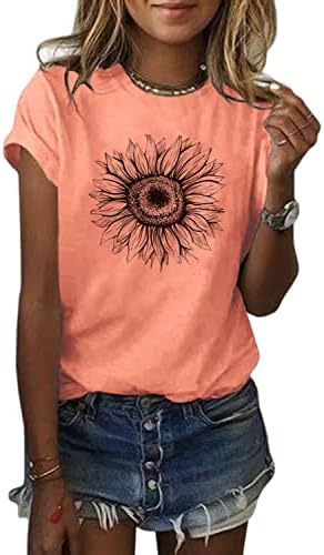 Cicy Bell Women's Sunflower T Shirt Summer Short Sleeve Cute Graphic Loose Tees Tops