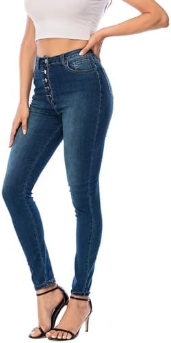 ECUPPER Womens Jeans High Waist Skinny Fit Stretch Jeans Denim Trousers with Pockets