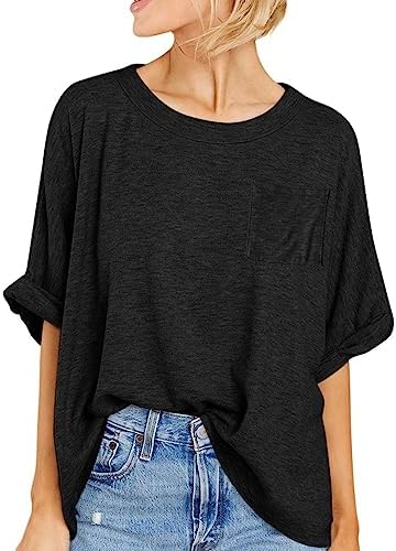 Famulily Womens Summer Casual Oversized T Shirt Crew Neck Short Sleeve Loose Basic Tee Shirts Tops