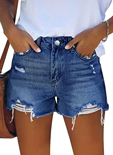 KISSMODA Women’s Denim Shorts Ripped High Waisted Hot Shorts Ladies Cut Off Jean Shorts Cute Shorts