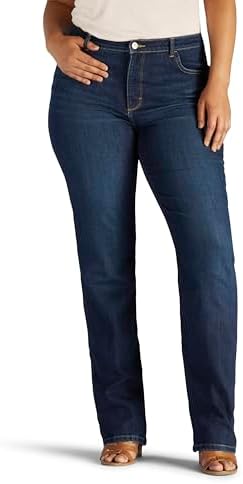 Lee Women's Plus Size Instantly Slims Classic Relaxed Fit Monroe Straight Leg Jean