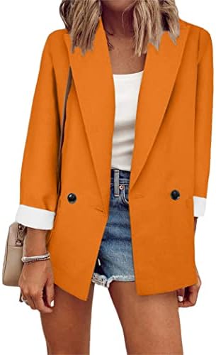 OMZIN Women's Blazer Suit Open Front Cardigan Fitted Jacket Casual Office Cropped Blazer