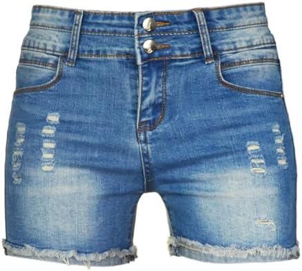 PHOENISING Women's Comfy Stretchy Fabric Denim Shorts Curvy Regular Fit Jeans, Size 6-20