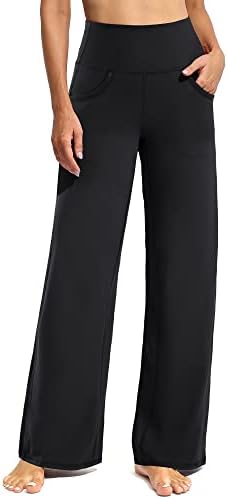 Promover Women's Activewear Trousers Straight Wide Leg with Pockets Yoga Pants Stretch Work Tracksuit Bottoms Gym Joggers Causal Tummy Control Lounge Pants Petite/Regular/Tall