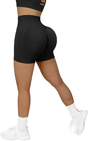 RXRXCOCO Women Gym Shorts Scrunch Bum Seamless Workout Shorts High Waisted Butt Lifting 3" Cycling Shorts