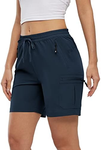 Rdruko Womens Cargo Shorts Drawstring Elastic High Waisted Summer Casual Quick Dry Outdoor Shorts for Work Travel Golf Hiking Walking Water Resistant