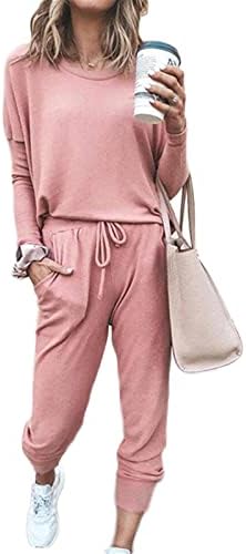 SotRong Women's 2 Piece Long Sleeve Tracksuit Loungewear Set Plus Size Crew Neck Sweatshirt and Drawstring Baggy Jogger Pant