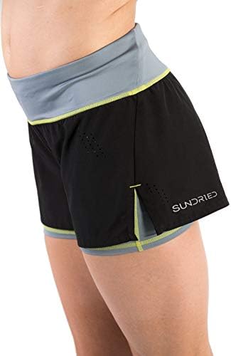 Sundried Womens Gym Shorts Running Fitness and Training 2-in-1 Black Short Shorts