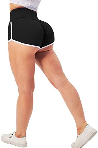 TZLDN Womens Gym Shorts for Women Ruched Butt Lifting Booty High Waist Compression Yoga Workout Cycling Shorts Black Hot Pants