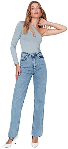 Trendyol Women High Waist Straight Leg Wide Leg Jeans