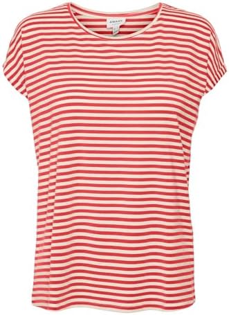 Vero Moda Women's Vmava Plain Ss Top Stripe Ga JRS Noos T-Shirt