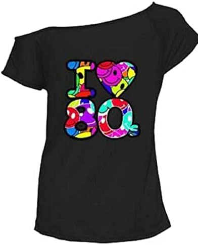 Zeetaq Ladies I Love The 80's T-Shirt Fancy Dress Costume Neon Festival Women's Outfit UK Size 8-26