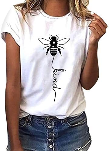 heekpek Women's Bee Kind T Shirt Bee Graphic Casual Ladies Blouse Short Sleeve Tops Crew Neck T Shirt Summer Tee Tops Cotton Pullover