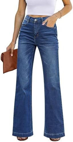 luvamia High Waisted Flare Jeans for Women Wide Leg Denim Pants Stretch Baggy Jeans