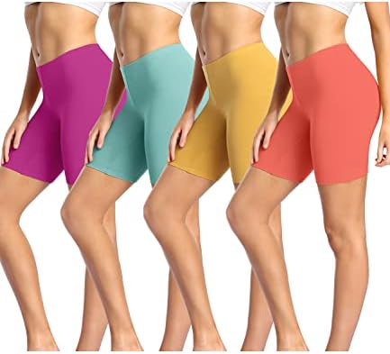 wirarpa Ladies Anti Chafing Shorts Womens Boxers Underwear Cotton Cycling Shorts Leggings for Under Dresses 4 Pack