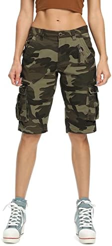 Aeslech Women's Camo Military Cargo Shorts with 6 Pockets Casual Work Outdoor Summer Wear