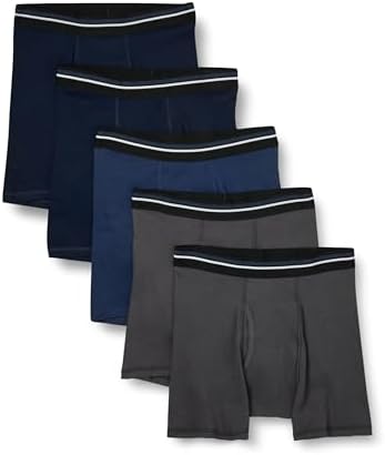 Amazon Essentials Men's Tag-Free Boxer Briefs Underwear, Pack of 5