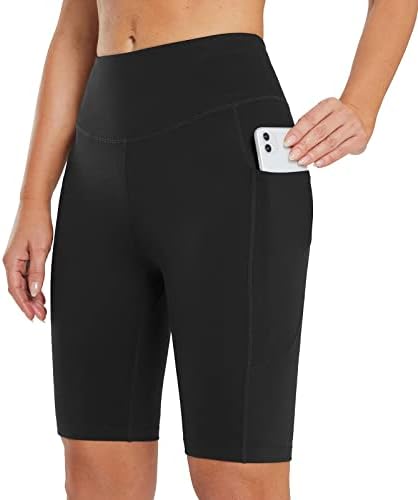 BALEAF Women's 10" Running Sports Shorts Knee Length Gym Leggings High Waisted Yoga Shorts with Pockets