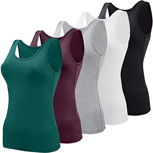 BQTQ 5 Pcs Tank Tops for Women Undershirt Sleeveless Vest Tops for Women and Girls