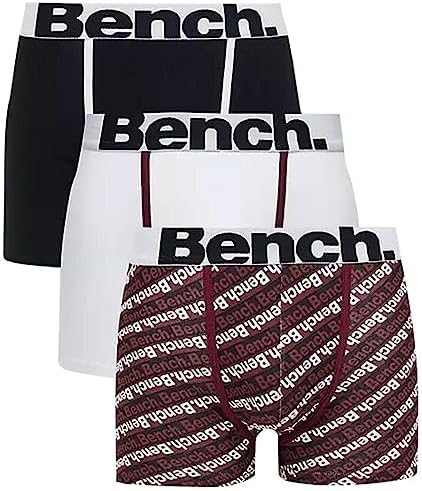 Bench Mens Classic Fit Soft Cotton Boxer Shorts, 3 Pack