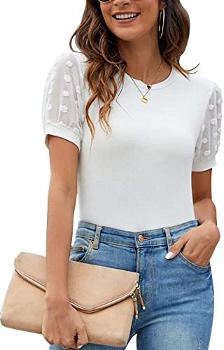 Blooming Jelly Womens Casual Tops Short Sleeve T Shirts Round Neck Summer Tops Elegant Blouses Work Shirts