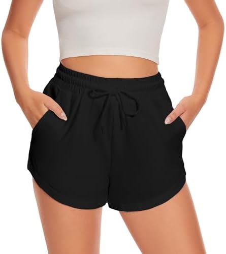 DGSHIRLDJO Womens Cotton Shorts Summer Shorts for Women UK Casual Sport Shorts with Pockets for Running Gym Cycling Yoga Dance