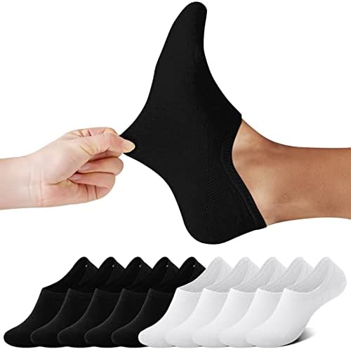 FALARY No Show Socks Women Mens 10 Pairs Invisible Trainer Low Cut Ankle Loafer Boat Footies Non-Slip Graps Casual