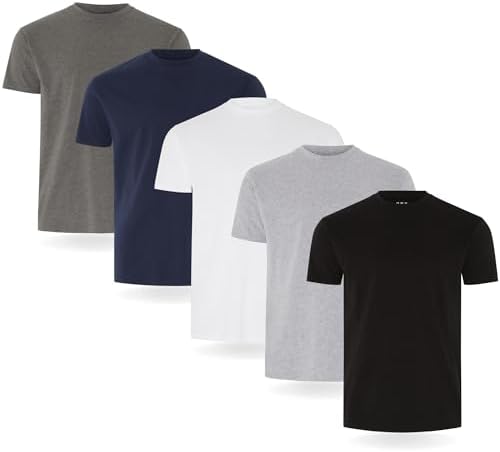 FM London (3/5-Pack) Men's T Shirt - Premium Weight T-Shirts with Lightly Fitted Design - Super Soft T-Shirt Made with 100% Cotton - Stretch Men's T-Shirts for any Occasion - Durable Comfort Fit