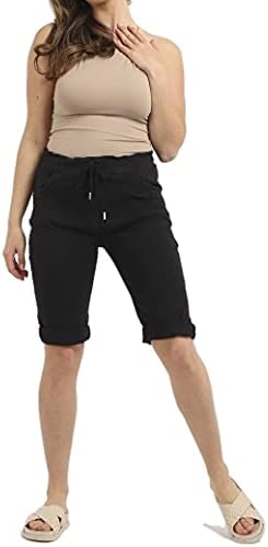 Fashion Trends Women's Ladies Stretch Plain Magic Comfy Lagenlook Shorts Jeggings Pants Italian