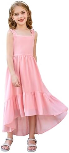 GRACE KARIN Girls Summer Elegant Chiffon Dress Straps A-Line Princess Dress for Kids 6-12 Years