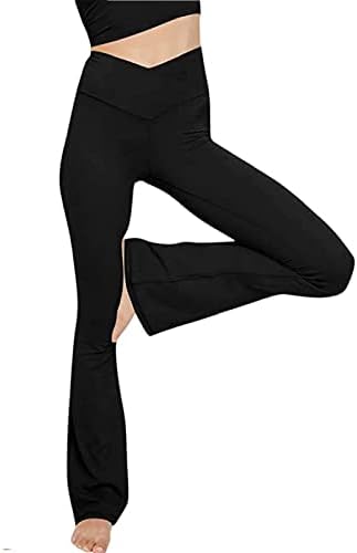 Glacspyg Bootcut Yoga Pants for Women V High Waist Flare Pants with Pockets Sweatpants Sport Trousers Fitness Gym Workout Yoga Casual