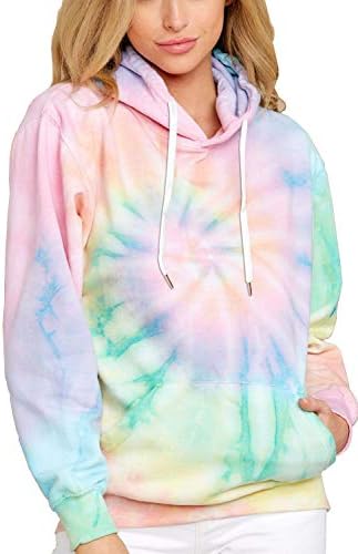 HVEPUO Hoodies for WomenTie Dye Pullover Loose Fit Casual Lightweight Sweatshirt