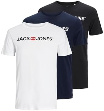 JACK & JONES Mens Corp Logo 3 Pack T-Shirt