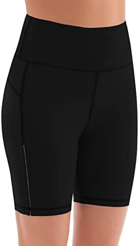 JOYSPELS High Waisted Yoga Shorts with Pockets, Womens Tummy Control Breathable Shorts for Cycling Gym Workout Athletic Sports Running