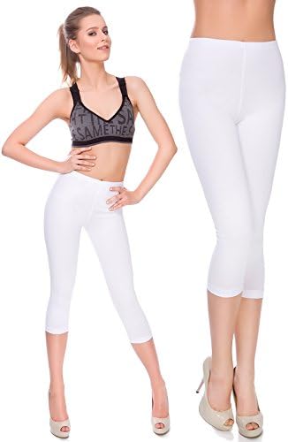 MITAAMI Cropped Leggings for Women 3/4 Length Trousers Elastic Mid Waisted Casual Cotton Stretchy Pants Ladies Running Gym Fitness Plus Size 8-28 UK