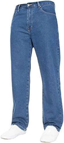 Mens Straight Leg Jeans Basic Heavy Work Denim Trousers Pants Big Tall King Sizes