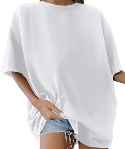 Niwicee Oversized T Shirts for Women Casual Crew Neck Short Sleeve Tops Loose Basic Plain Tee Shirts ladies Summer Tops