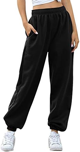 Nuofengkudu Women's Plain Tracksuit Bottoms Harem Joggers Pants with Pockets Tapered Leg Sweatpants Running Workout Casual Lounge Wear