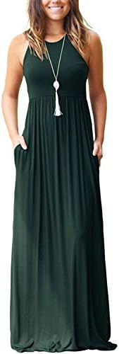 PCEAIIH Women's Casual Sleeveless/Long Sleeve/Short Sleeve Deep V Maxi Dress Loose Long Dresses with Pockets