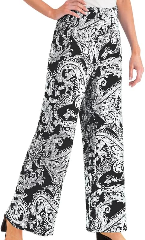 P&R DANCEWEAR LTD Womens Plain Flared Palazzo Trousers Baggy Wide Leg Flared Pants