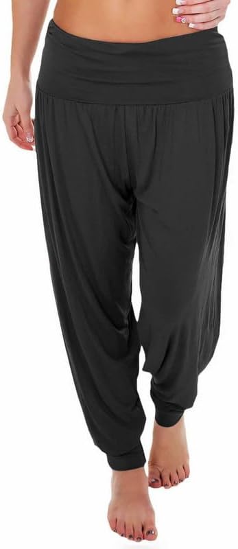 R&N FASHIONS - Ladies Harem Trousers - Women's Full-Length Stretch Casual Pants – High Waist – Casual Wear – Perfect for Yoga, Lounge, Work Out Sweatpants